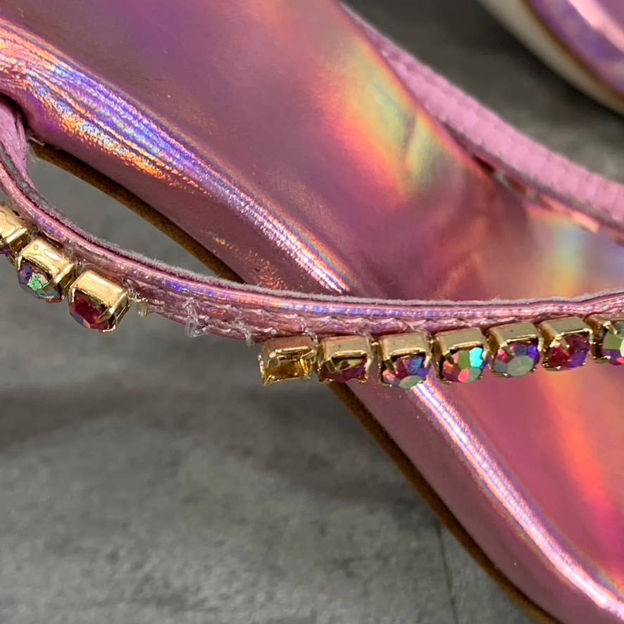 JEFFREY CAMPBELL Women's Pink Iridescent Demonica Rhinestone Sandals SZ 10