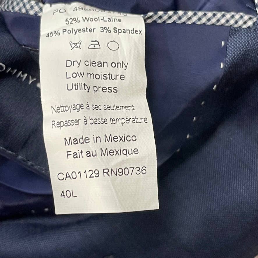 TOMMY HILFIGER Men's Navy Solid Long Th-Flex Modern-Fit Two-Button Jacket SZ 40L