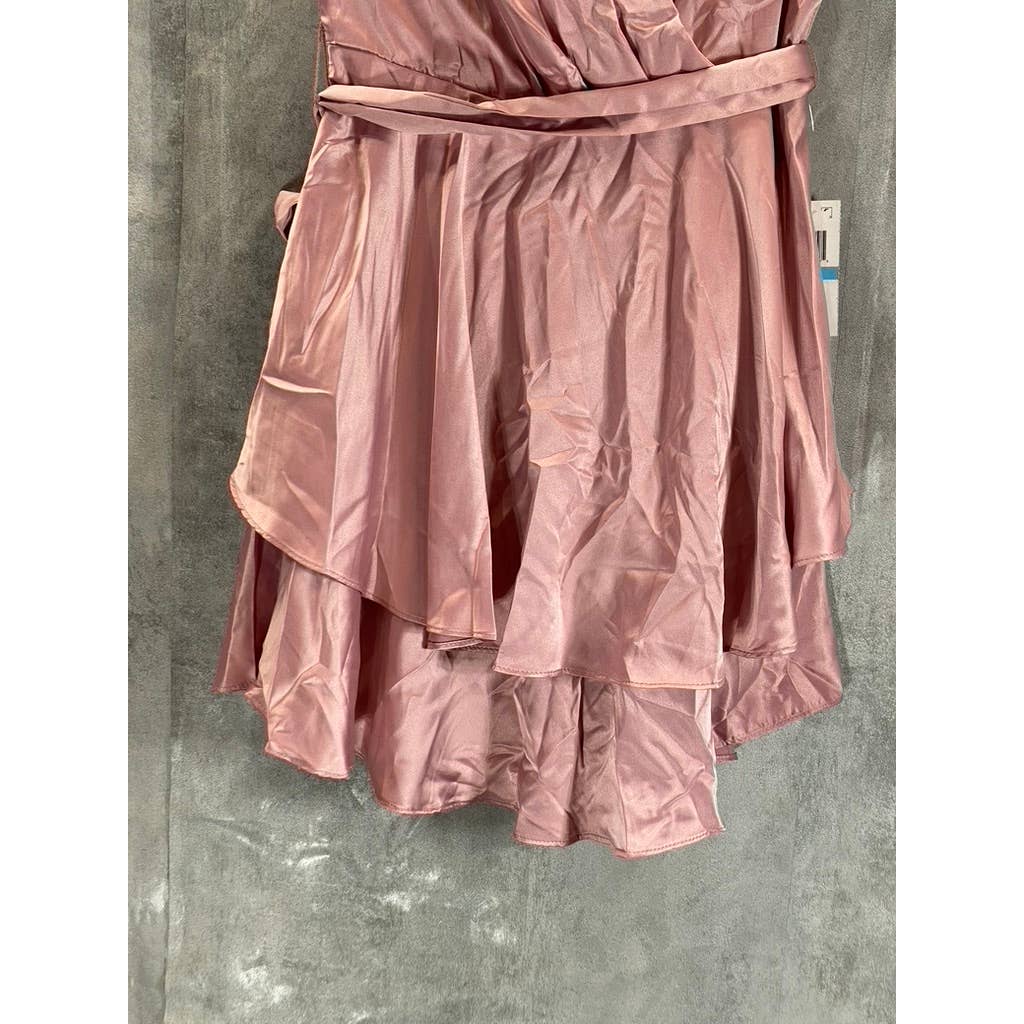 B. DARLIN Juniors' Rose Blush Satin Spaghetti Strap Faux Wrap Tiered Dress SZ5/6