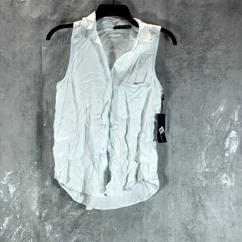 BLACK TAPE Women's Dusty Mint Wash Collared Sleeveless Button-Front Top SZ XS