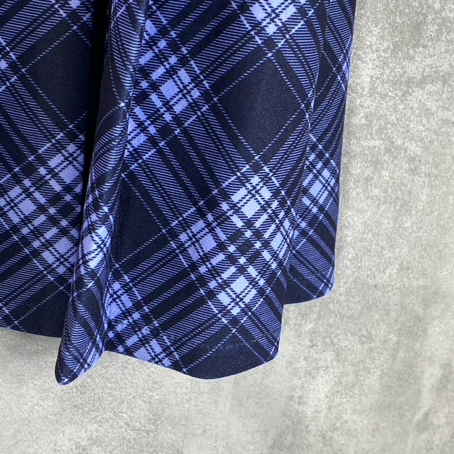 KINGSTON GREY Juniors' Navy Check Pleated Skirt Crewneck Mini Sweater Dress SZ L