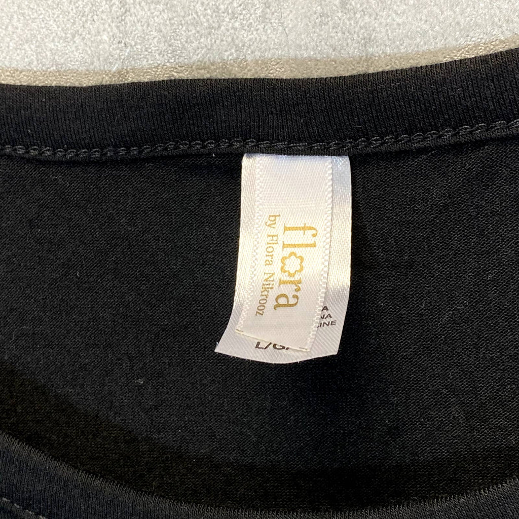 FLORA By Flora Nikrooz Women's Solid Black Scoopneck Short Sleeve T-Shirt SZ L