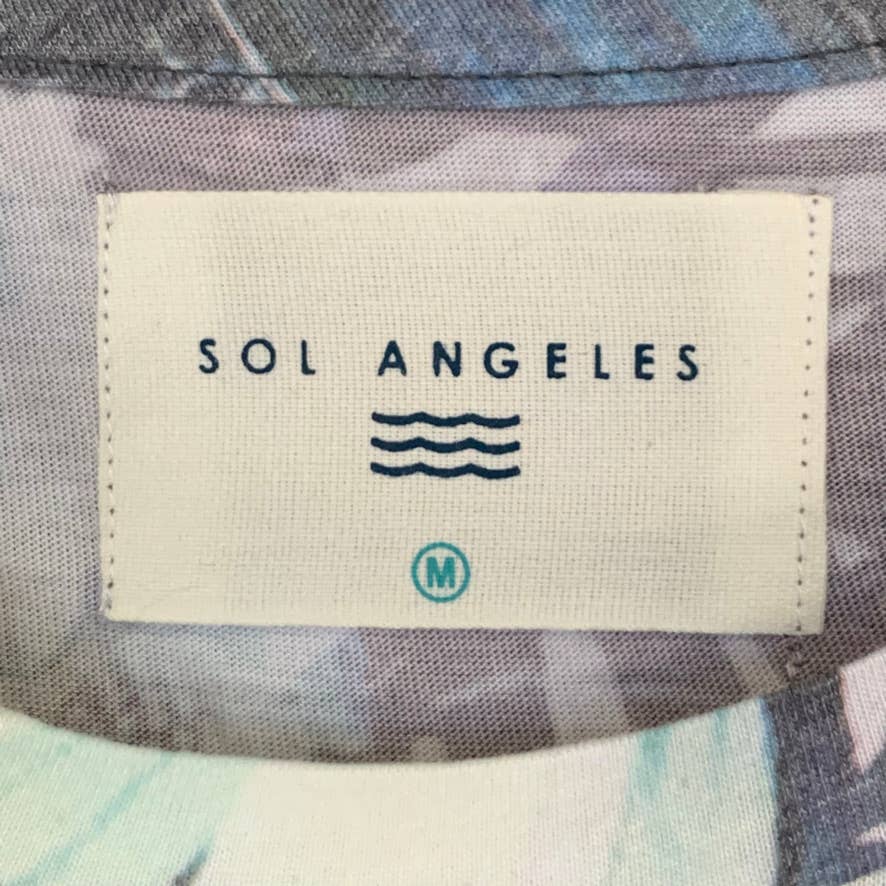 SOL ANGELES Men's Grey Tropical-Print Crewneck Short Sleeve T-Shirt SZ M