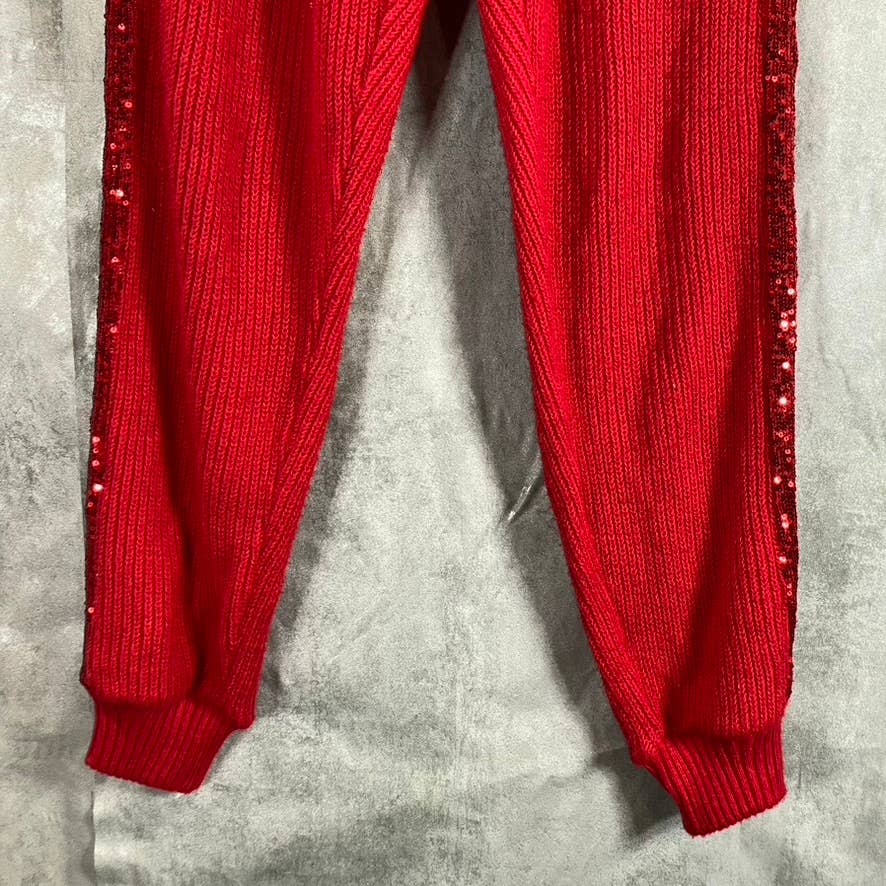 INC INTERNATIONAL CONCEPTS Red Sequin-Stripe Sweater-Knit Drawstring Jogger Pant