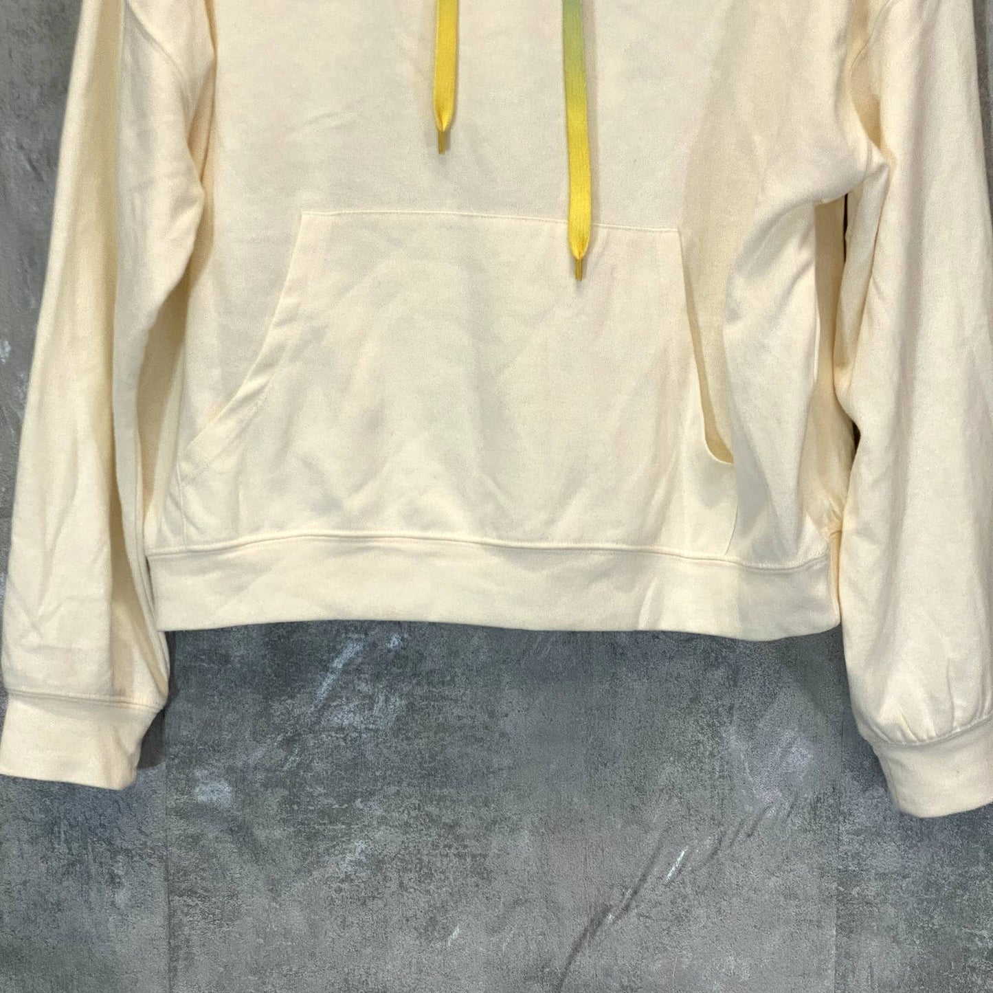 ELODIE Women's Off White Ombre Drawstring Pullover Hoodie SZ M