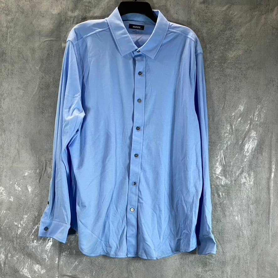 ALFANI Men's Pale Ink Blue Regular-Fit Supima Birdseye Button-Up Shirt SZ XXL