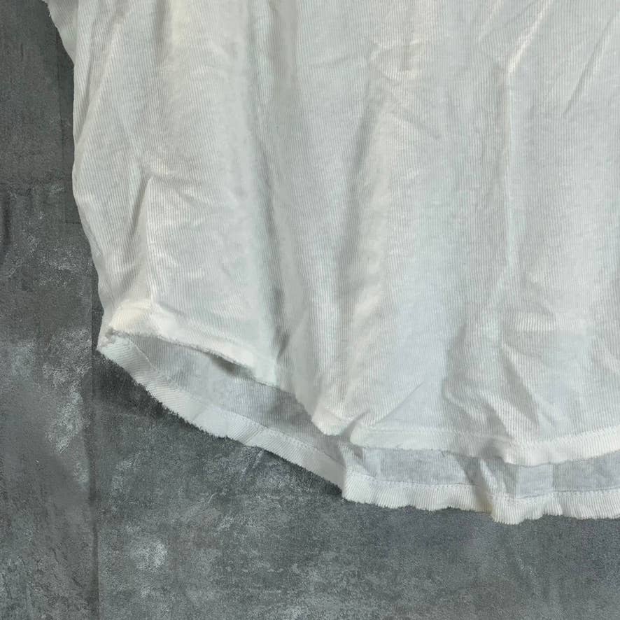 FREE PEOPLE Women's Optic White Girl Talk V-Neck Layered Short-Sleeve Top SZ S