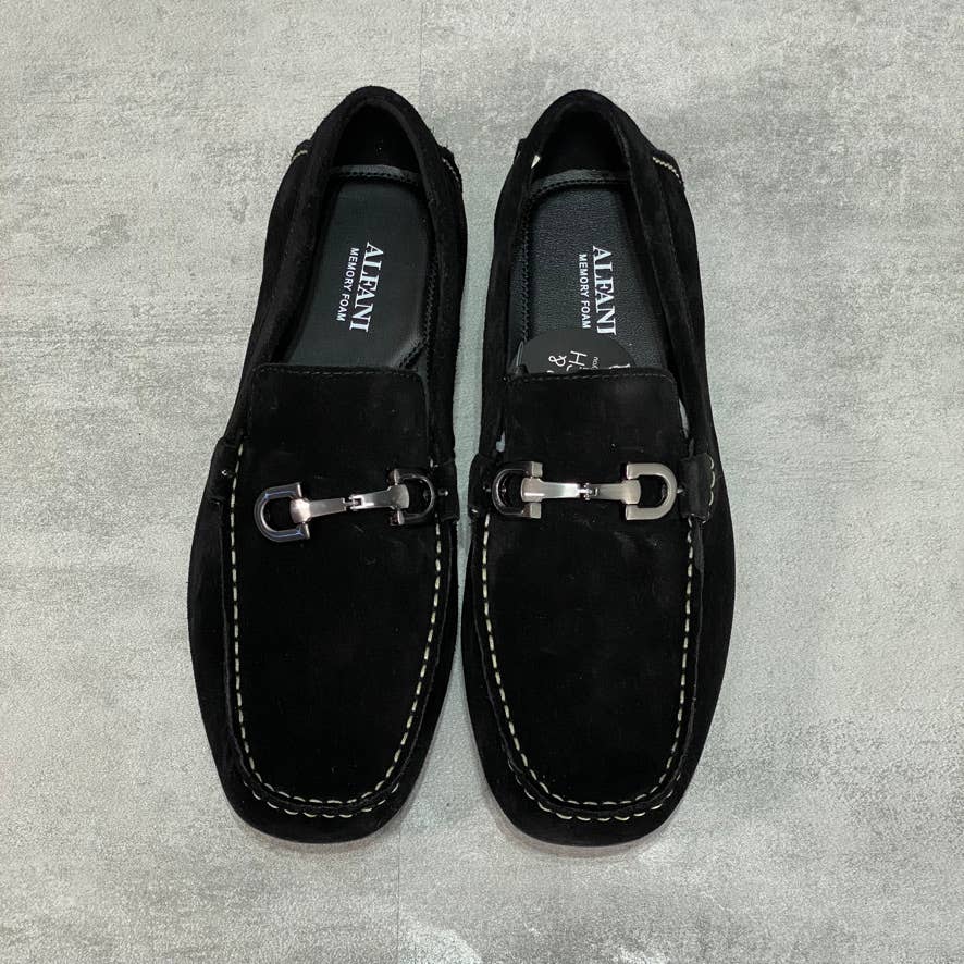 ALFANI Black Remy Suede Driving Loafers SZ 8.5