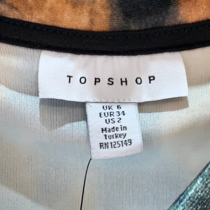 TOPSHOP Orange Tie Dye Long Sleeve Velour Crop Sweatshirt Stretch Top SZ 2