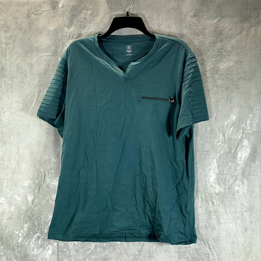 INC INTERNATIONAL CONCEPTS Men's Split-Neck Textured Zipper-Pocket T-Shirt SZ L
