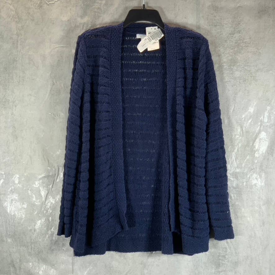 CHARTER CLUB Women's Navy Knit Textured Open-Front Cardigan SZ L