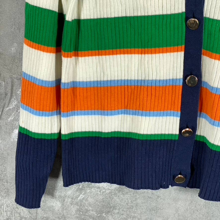 CHARTER CLUB Women's Multicolor Striped V-Neck Button-Up Long-Sleeve Sweater