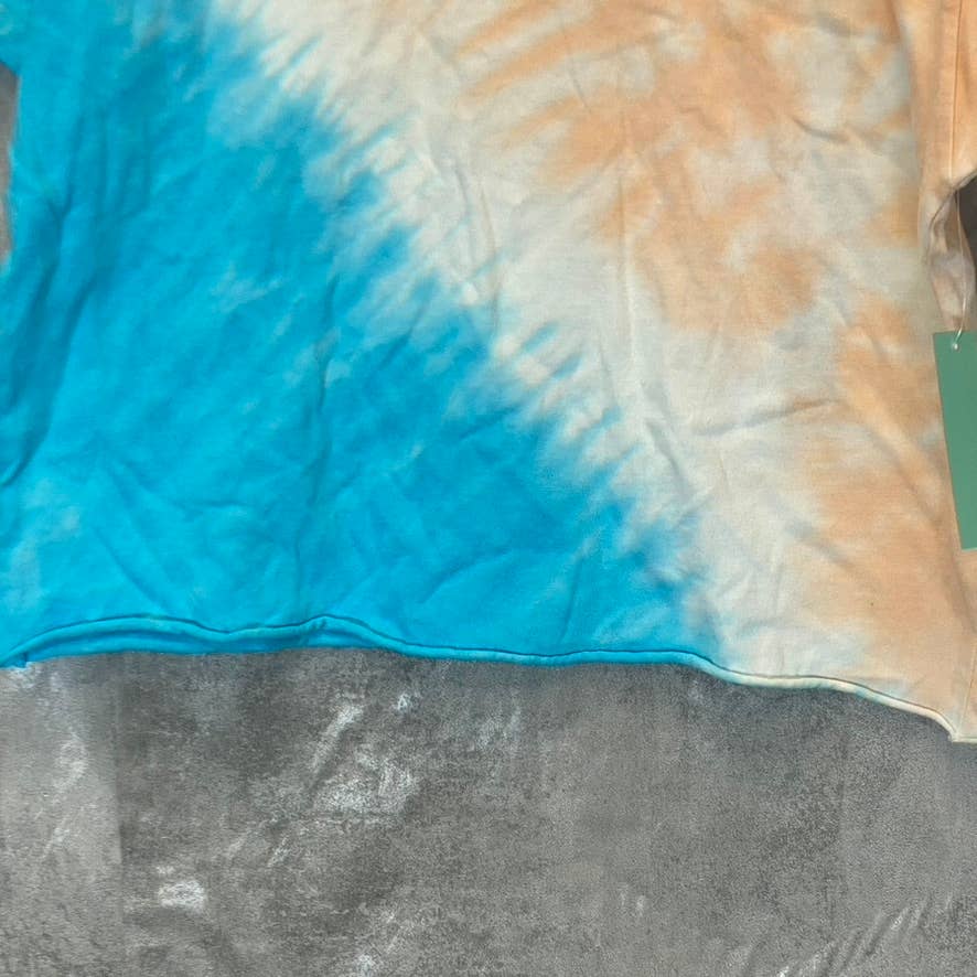 ABOUND Women's Blue-Orange Tie-Dye Raw Hem Crewneck T-Shirt SZ XS