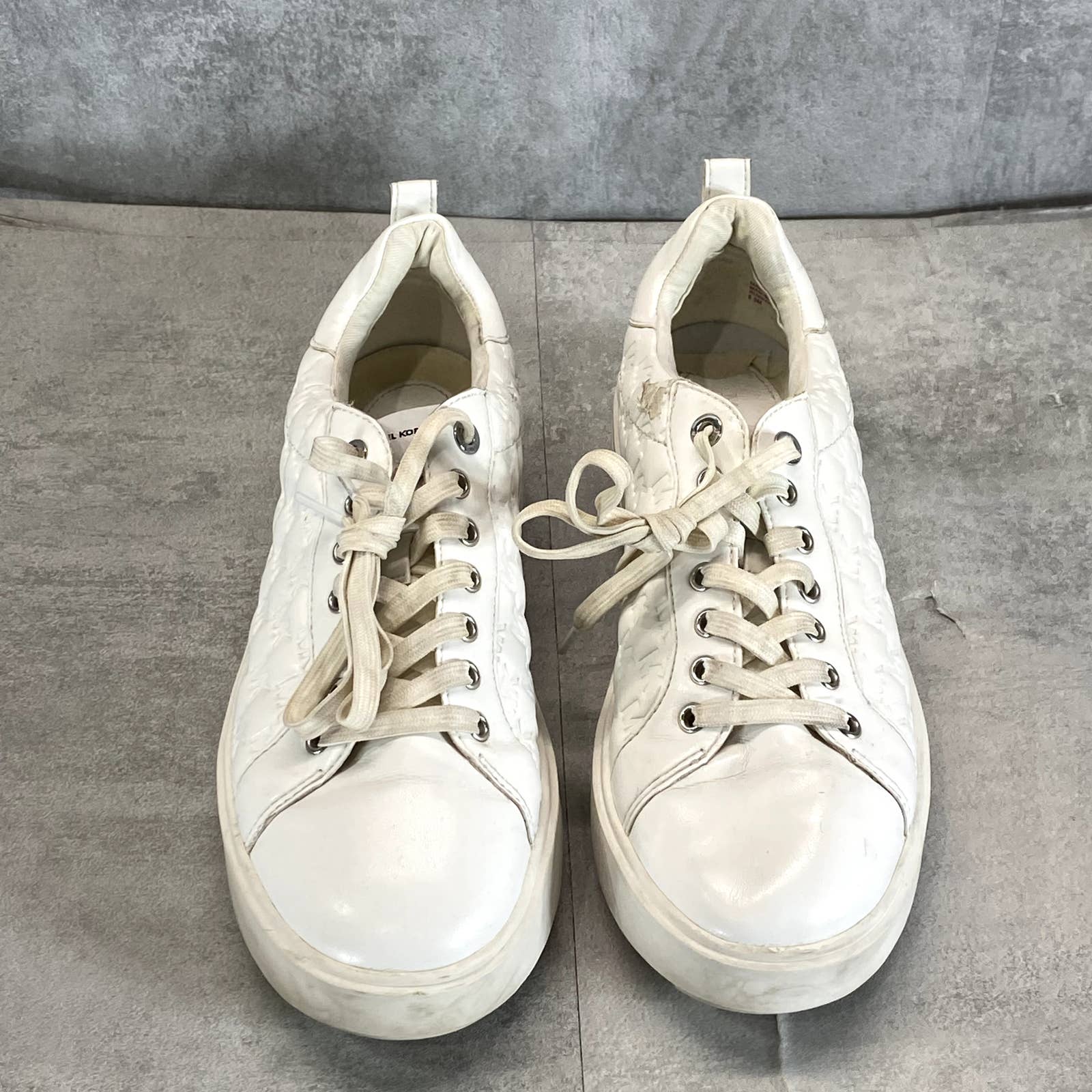 MICHAEL MICHAEL KORS Women's White Emmett Puffy Embossed Platform SneakersSZ 8.5