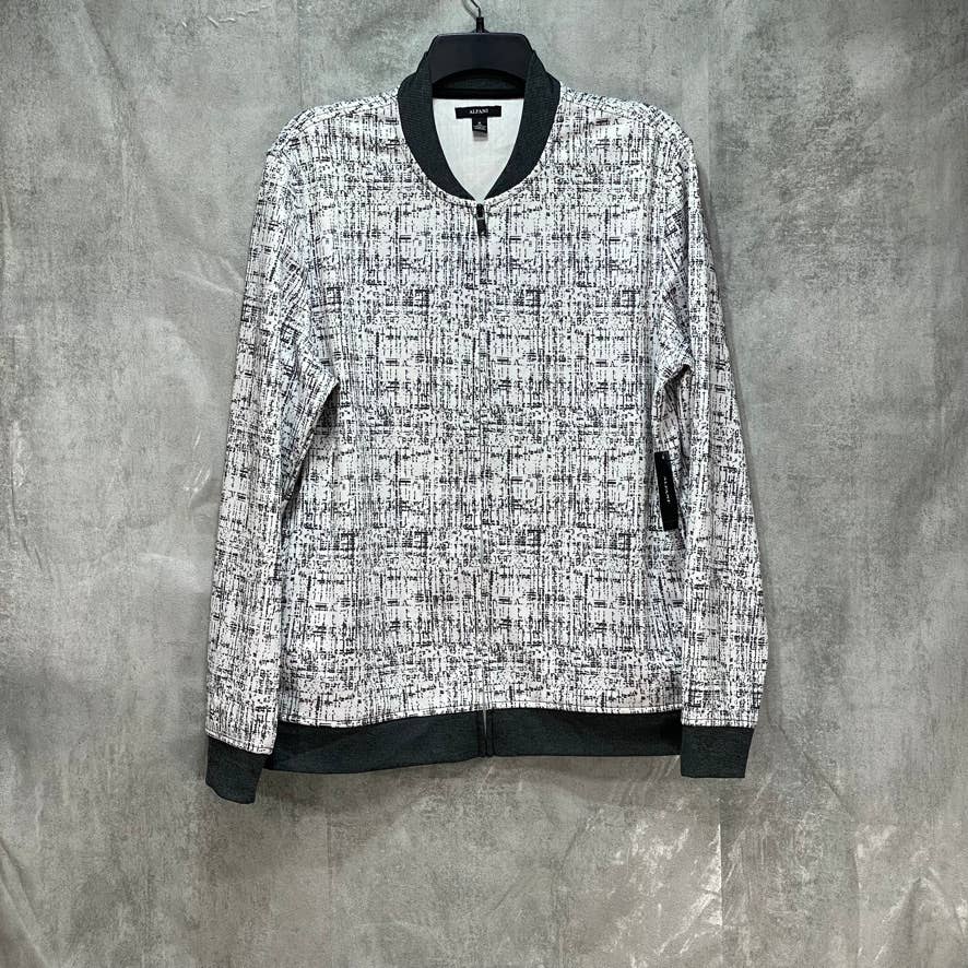 ALFANI White Abstract Print Jacket SZ M