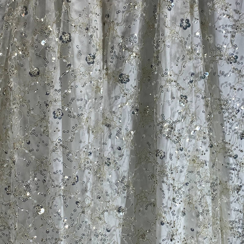 AIDAN By AIDAN MATTOX Women's Ivory Embroidered V-Neck Spaghetti Strap Ball Gown