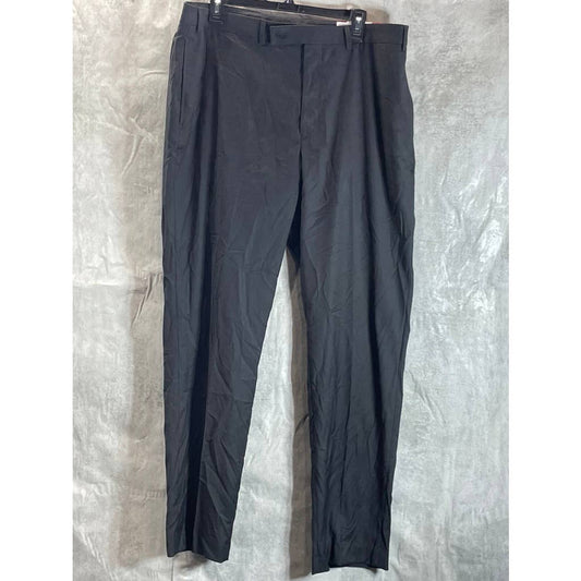 CALVIN KLEIN Men's Solid Black Slim-Fit Flat Front Dress Pants SZ 38X32