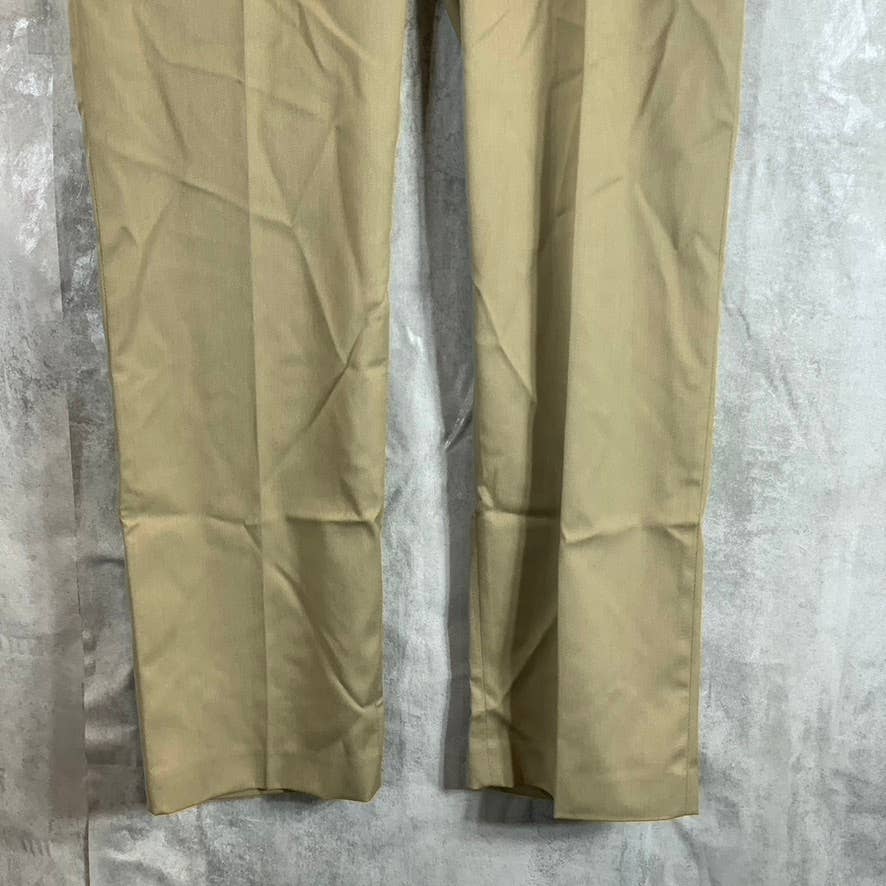 PERRY ELLIS PORTFOLIO Men's Tan Mini Check Slim-Fit Stretch Dress Pants SZ 36X32