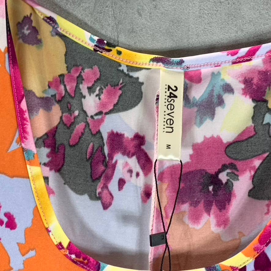 24SEVEN Comfort Apparel Women's Multi Floral Scoop-Neck Sleeveless Loose Maxi Casual Dress SZ M