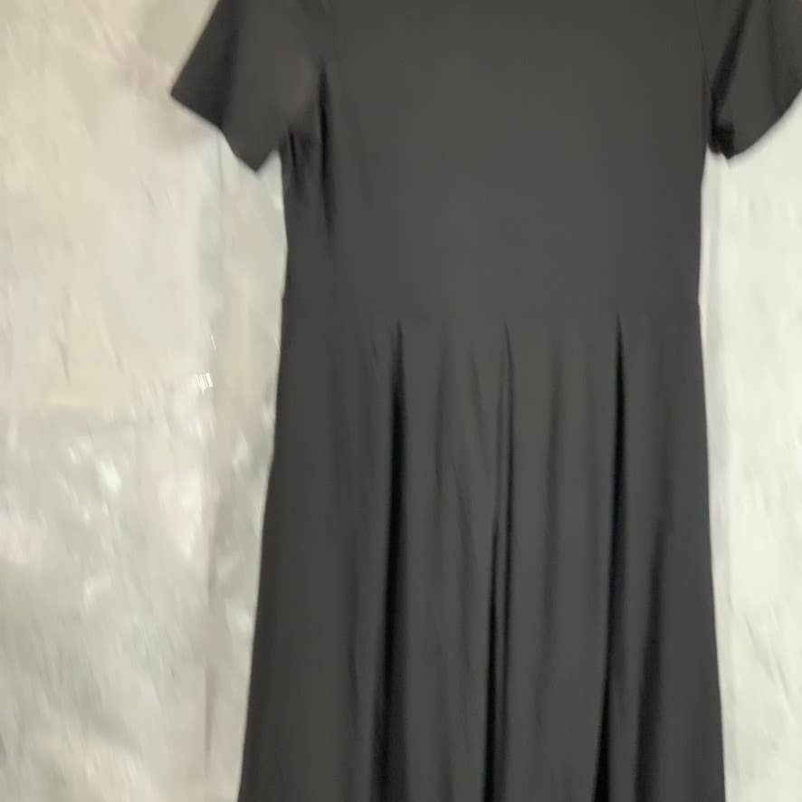 24SEVEN COMFORT APPAREL Women's Black Short Sleeve Pocket Detail Midi Dress SZ M