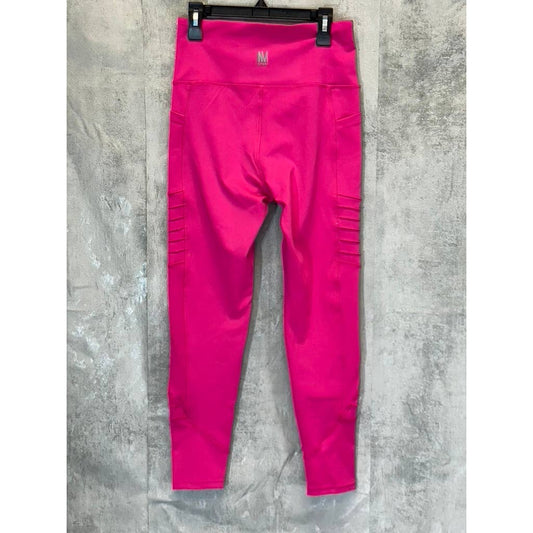 NICOLE MILLER SPORT Women's Fuchsia High-Rise Pull-On 7/8 Moto Leggings SZ M