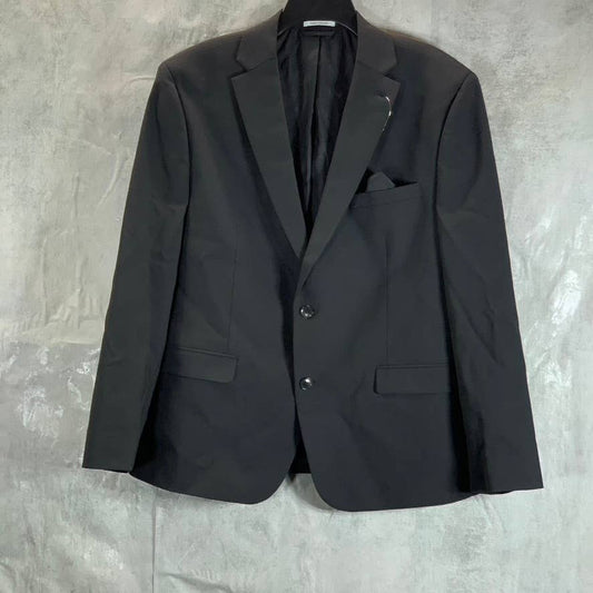 BAR III Men's Solid Black Short Two-Button Slim-Fit Wool Suit Jacket SZ 44S