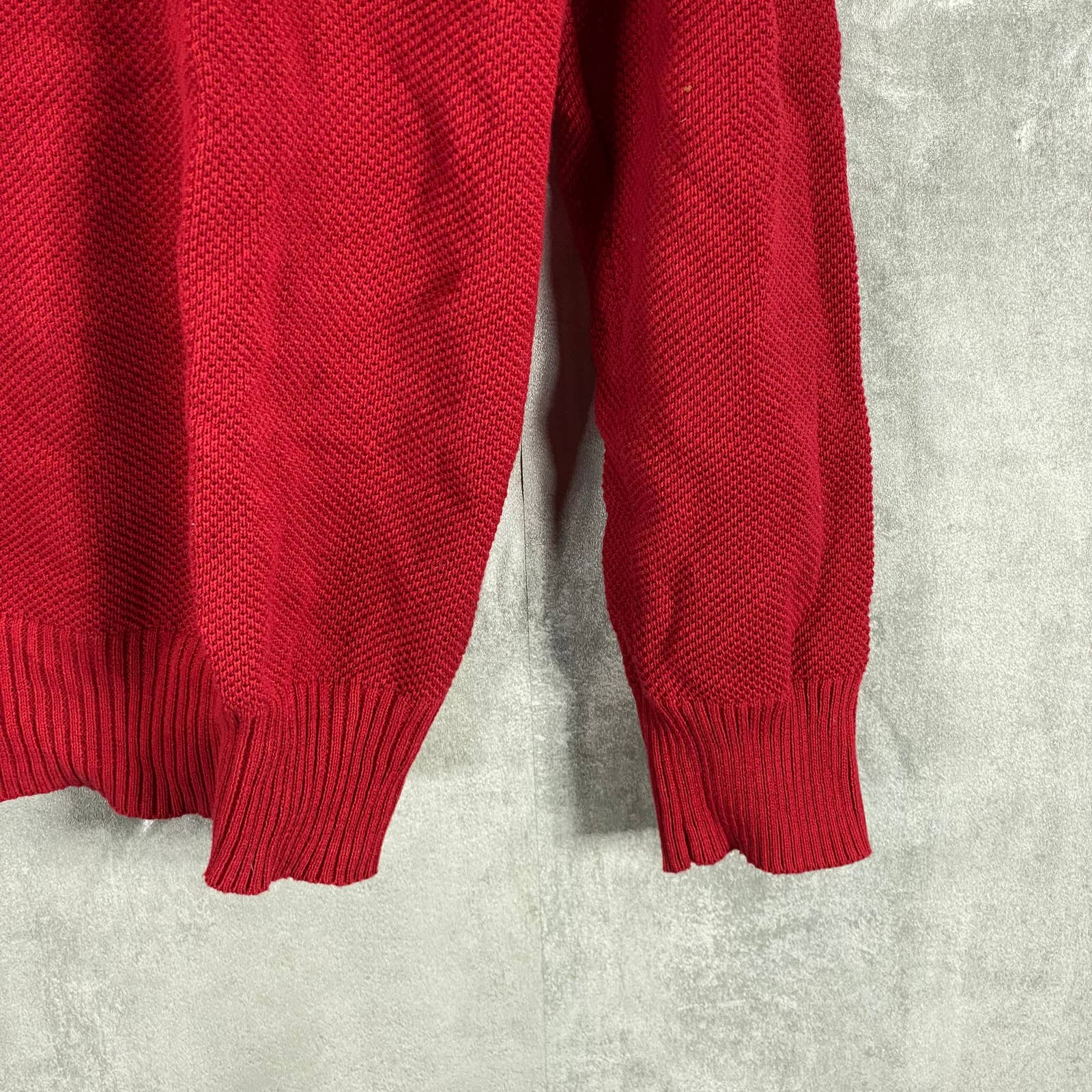 CLUB ROOM Men's Anthem Red Quarter-Zip Stand-Collar Textured Cotton Sweater SZ M