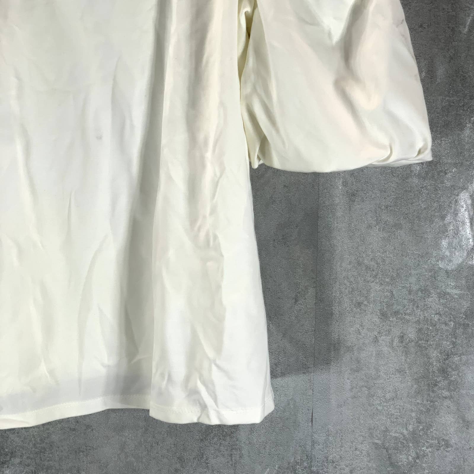 INC INTERNATIONAL Women's Washed White Cold-Shoulder Balloon Sleeve Top SZ L