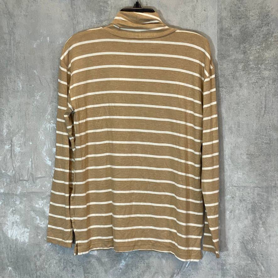 A PEA IN THE POD Women's Maternity Tan Striped Turtleneck Long Sleeve Top SZ M