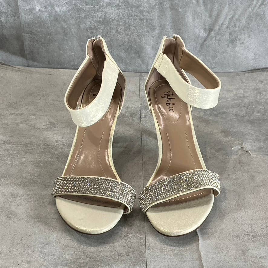 STYLE & CO Women's White-Sparkle Embellished Phillyis Two-Piece Evening Sandals