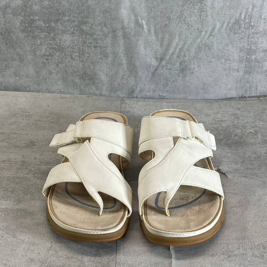 BARETRAPS Women's White Nalani Slip-Resistant Round-Toe Toe-Loop Slide Sandals