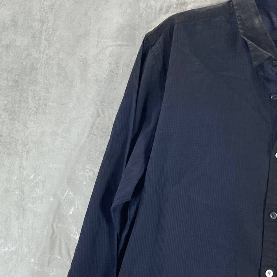 INC INTERNATIONAL CONCEPTS Men's Navy Mini Check Button-Up Shirt SZ L