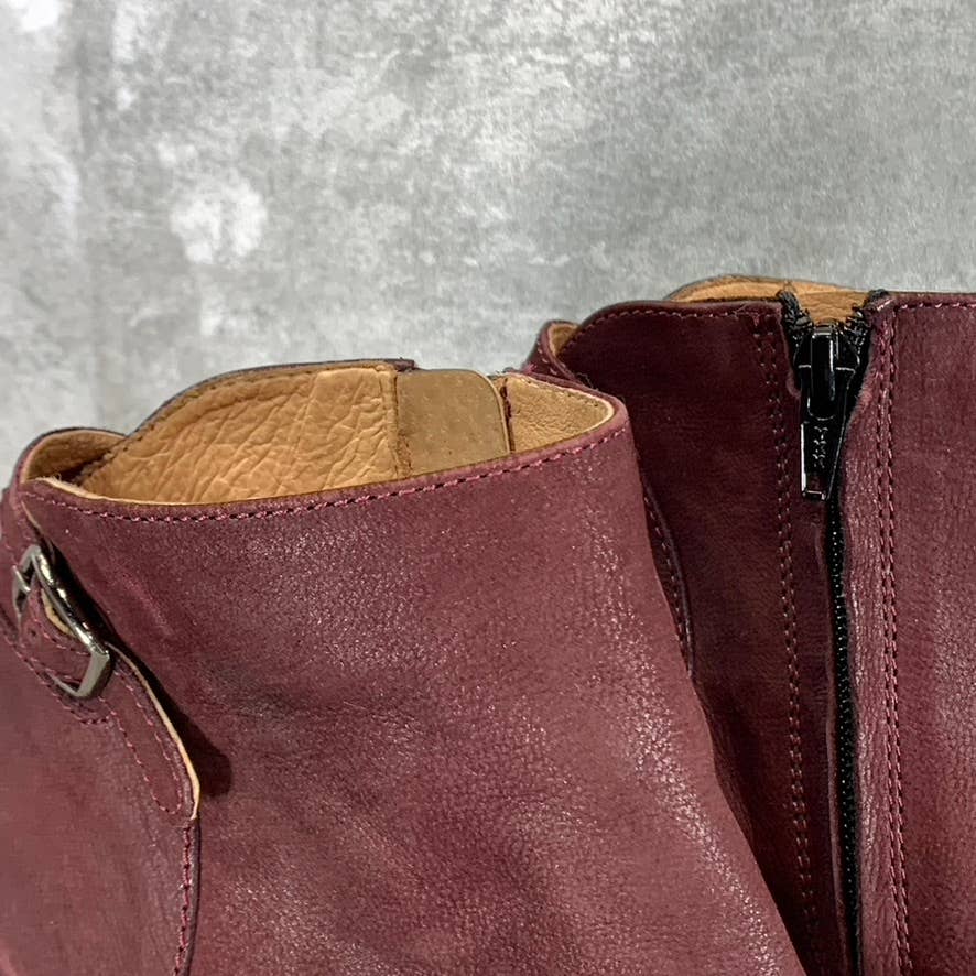 VINTAGE FOUNDRY CO. Women's Burgundy Sabrina Peep-Toe Block-Heel Ankle Boots SZ6