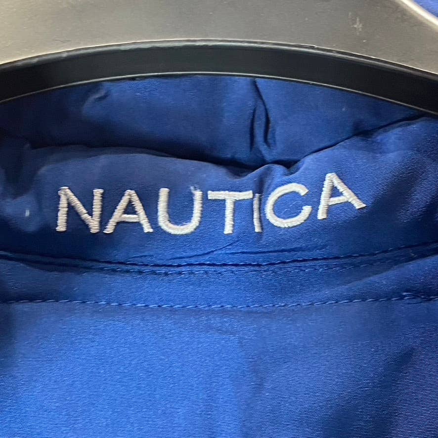 NAUTICA Men's Navy-Blue Reversible Mid-Weight Stretch Puffer Jacket SZ N/A