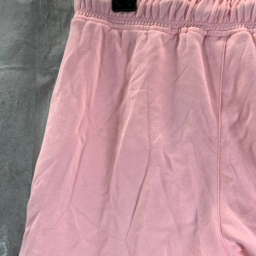 DKNY SPORT Women's Orchid Drawstring Metallic Logo Raw-Hem Pull-On Shorts SZ S