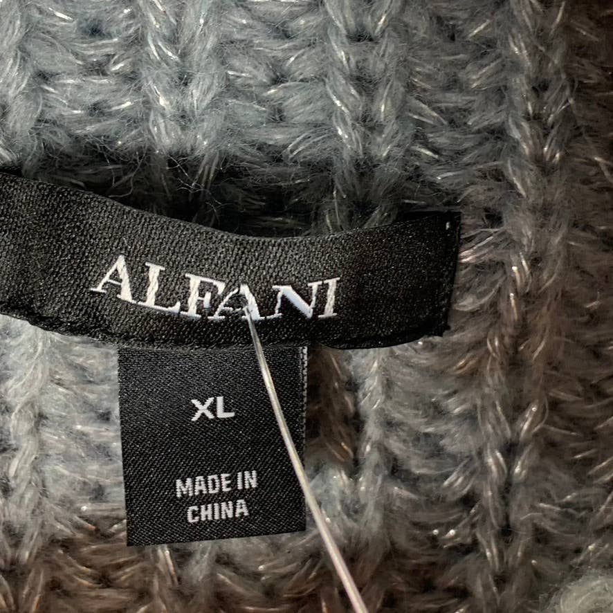 ALFANI Women's Grey Metallic Mock-Neck Long-Sleeve Pullover Sweater SZ XL