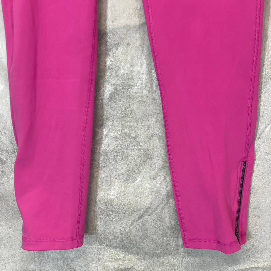 NINE WEST Women's Pink Beauty Crapped Zipper Hem Pull-On Stretch High-Waist Active Leggings SZ M