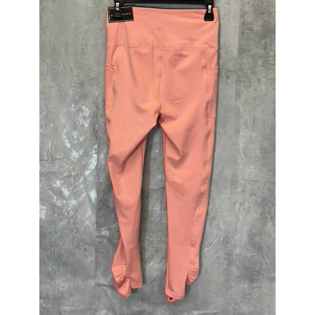 KAY UNGER Women's Peach Ruched Cuff High-Waist Media Pocket Pull-On Athletic Legging SZ M