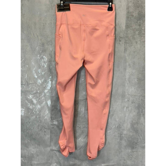 KAY UNGER Women's Peach Ruched Cuff High-Waist Media Pocket Pull-On Athletic Legging SZ M