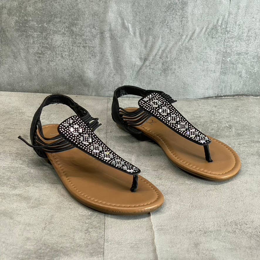 SUGAR Women's Black Bernice Rhinestone Embellished Slingback Sandals SZ S(5/6)