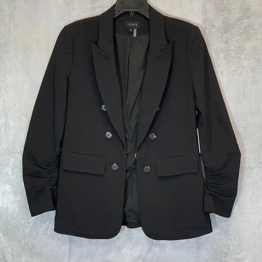 1.STATE Women's Rich Black Faux Double Breast Hook Closure Blazer SZ S