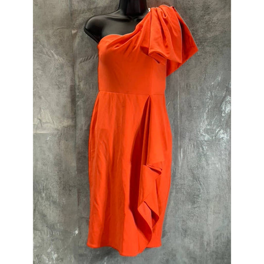 BETSY & ADAM Women's Orange One-Shoulder Bow Knee-Length Sheath Dress SZ 4