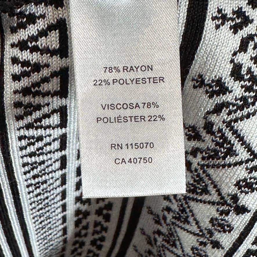 NINA LEONARD Women's Black Knit Geometric-Trim Fit & Flare Mini Dress SZ M