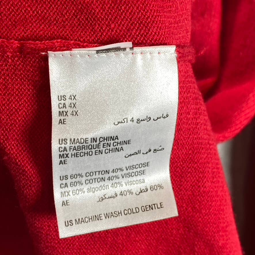 INC INTERNATIONAL CONCEPTS Women's Plus Real Red V-Neck Hi-Low Hem Pullover SZ4X