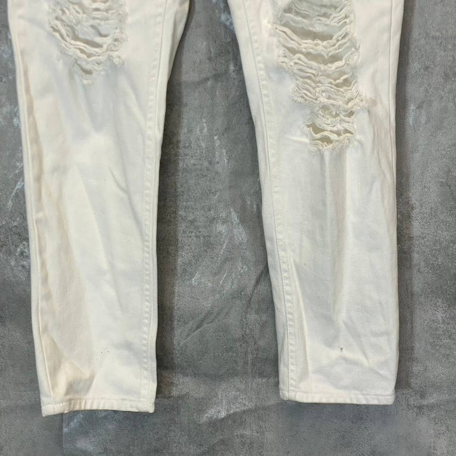 AFRM Women's White Luisa Distressed High-Rise Ankle Crop Skinny Denim Jeans SZ27
