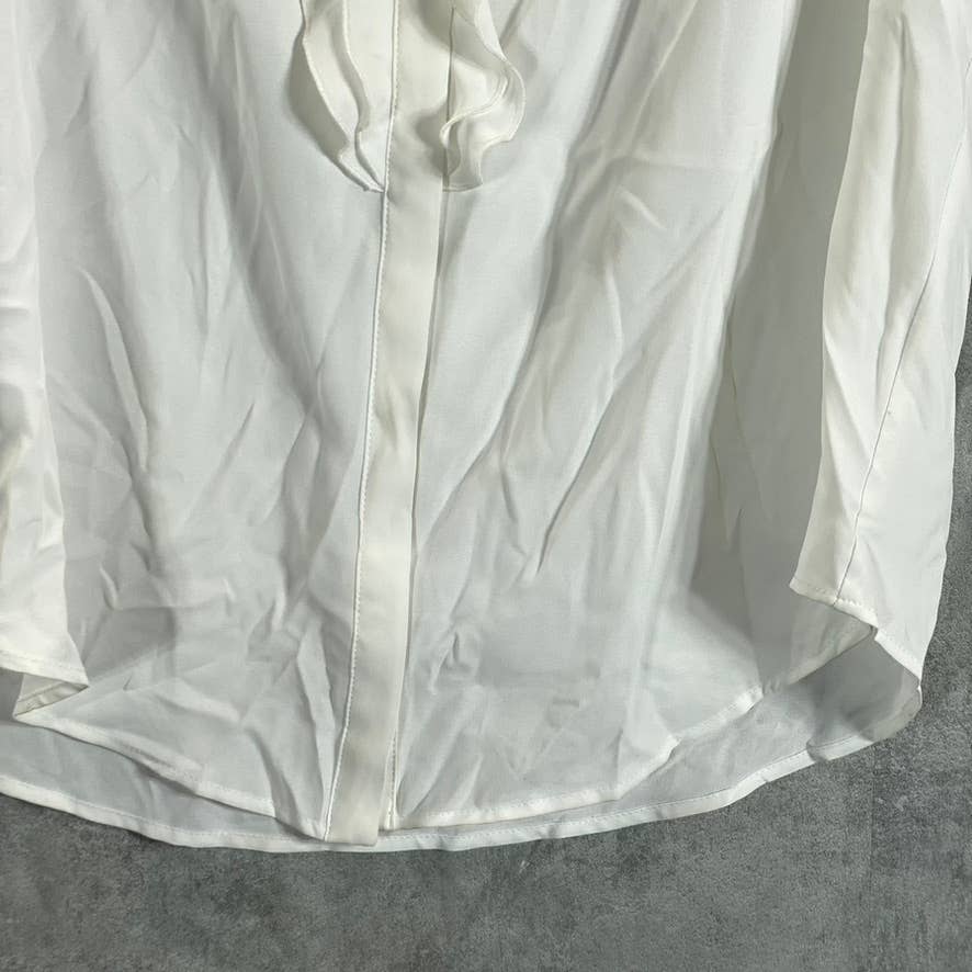 BAR III Women's Lily Ruffle V-Neck Sleeveless Button-Up Top SZ XL