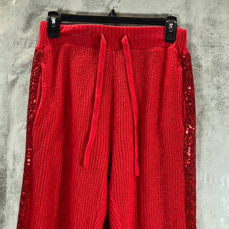 INC INTERNATIONAL CONCEPTS Red Sequin-Stripe Sweater-Knit Drawstring Jogger Pant