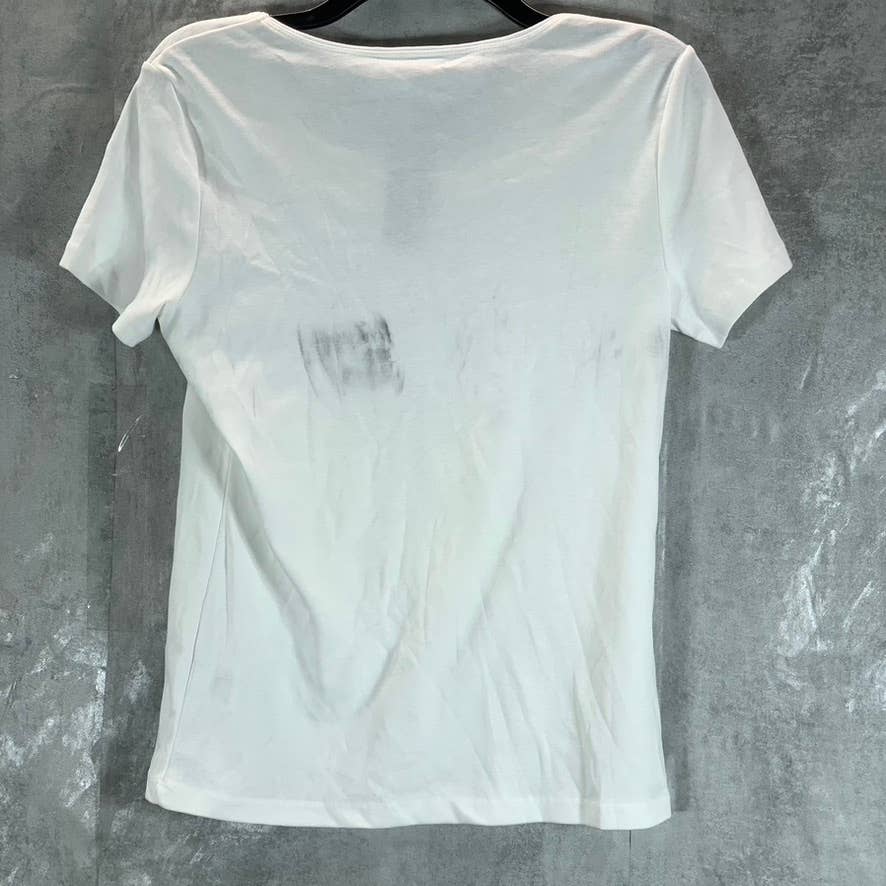 KAREN SCOTT Women's Bright White Scoopneck Short-Sleeve T-Shirt SZ S