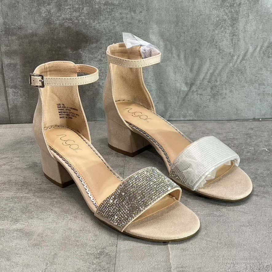 SUGAR Women's Nude Micro Noelle Ankle Strap Block Heel Dress Sandals SZ 7