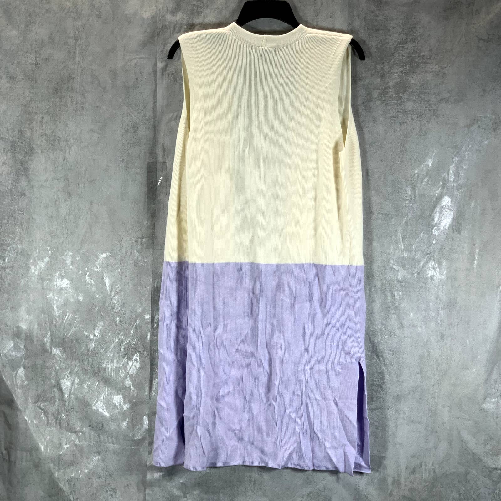 ALFANI Women's Lightest Lilac Colorblock Open-Front Sleeveless Cardigan SZ S